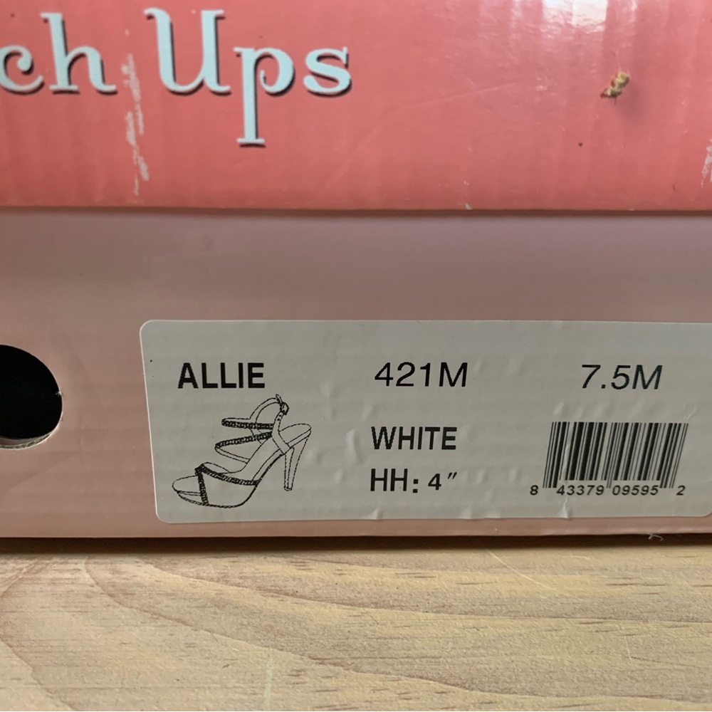 Touch Ups 7.5 “Allie” white satin rhinestone heels - Picture 16 of 16